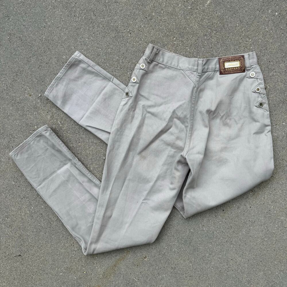 Vintage 90s Lawman Bareback High Rise Concho Beige Tan Relaxed Fit Jeans 9/10